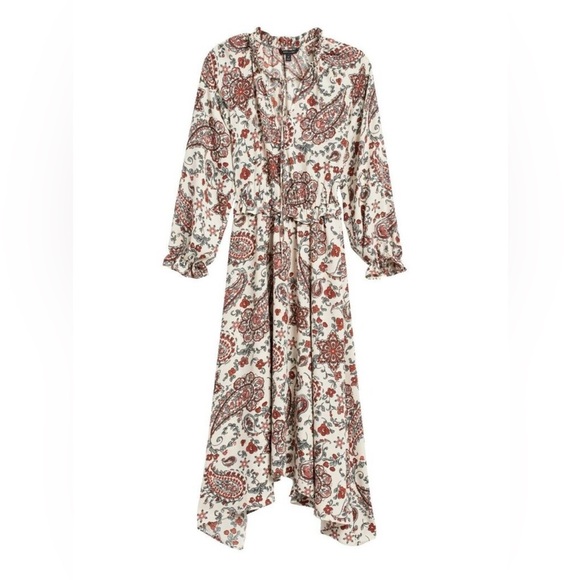 Size 14 Banana Republic Cream Paisley Midi Dress with Rust Accents - Picture 3 of 10